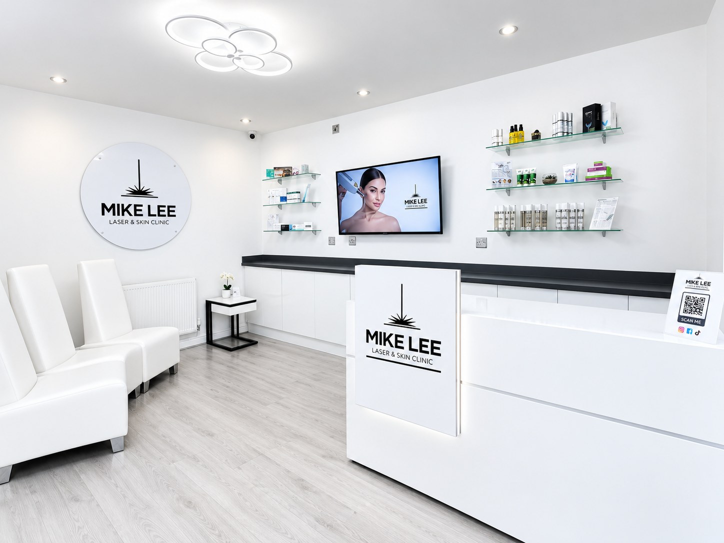 Reception and waiting area at Mike Lee Laser & Skin Clinic